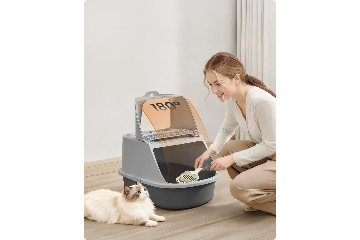 Feandrea Cat Litter Box | Cat Litter Box | Plastic | Large-3