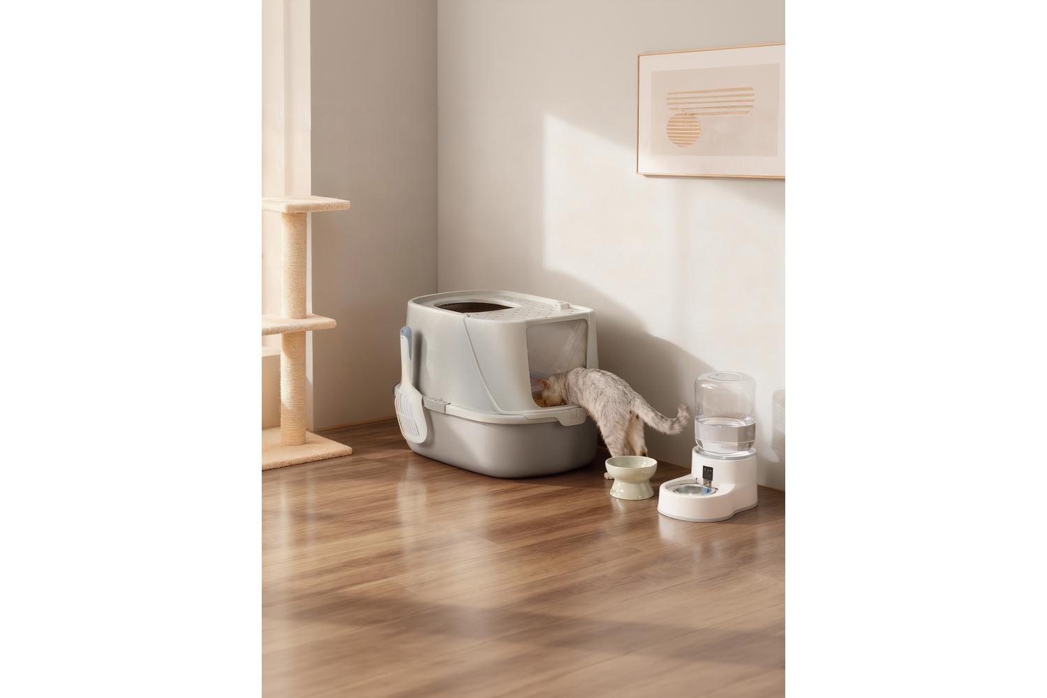 Feandrea Cat Litter Box | Cat Litter Box | Plastic | Large-4