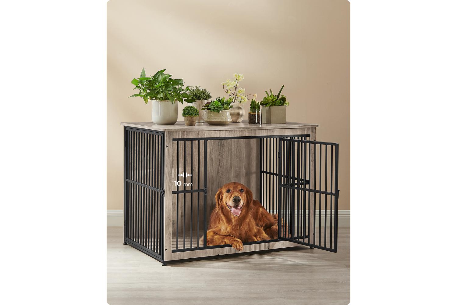 Feandrea Dog Crate Furniture | Dog Crate | Particle Board And Steel | Large-3