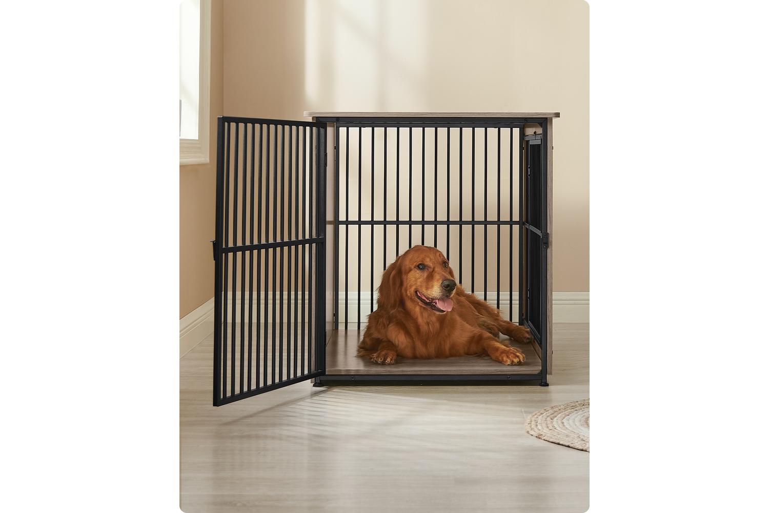 Feandrea Dog Crate Furniture | Dog Crate | Particle Board And Steel | Large-4