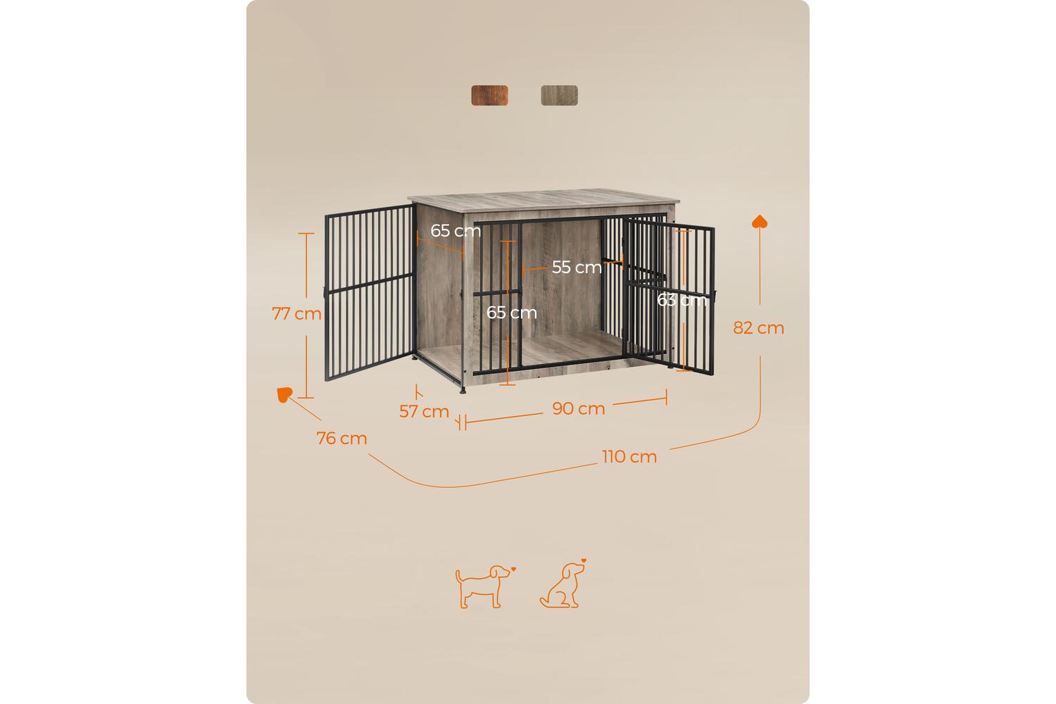 Feandrea Dog Crate Furniture | Dog Crate | Particle Board And Steel | Large-6