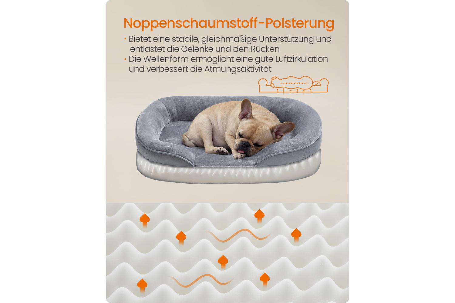 Feandrea Dog Bed | Orthopaedic Dog Bed | Flannel And Velvet | Medium-2