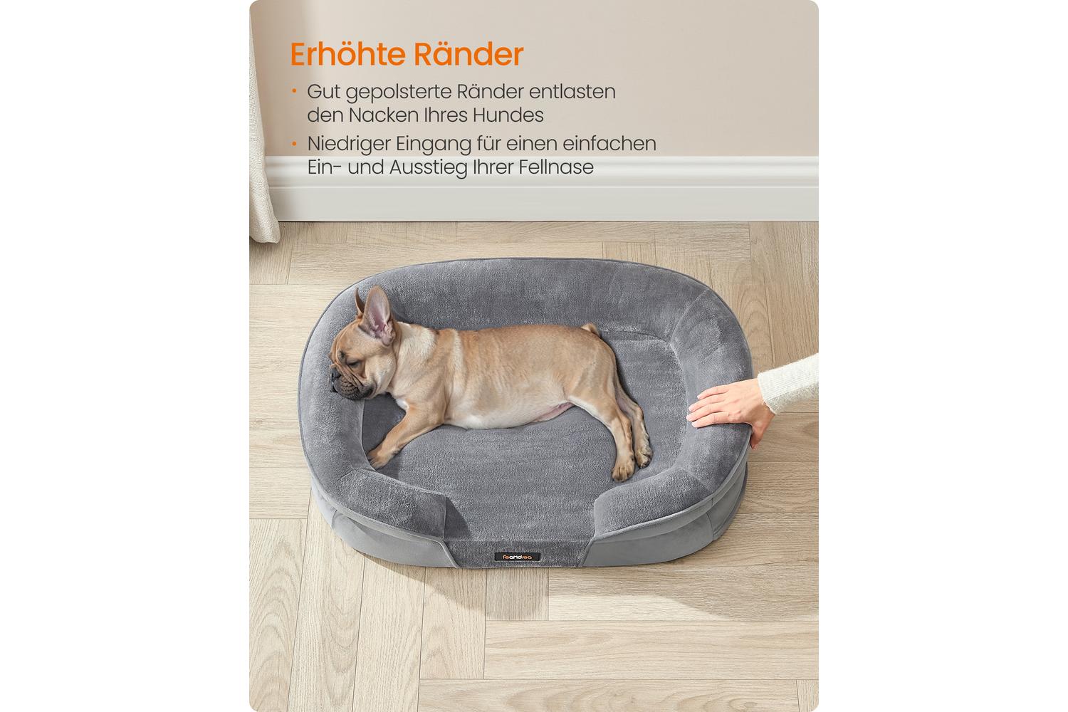 Feandrea Dog Bed | Orthopaedic Dog Bed | Flannel And Velvet | Medium-3