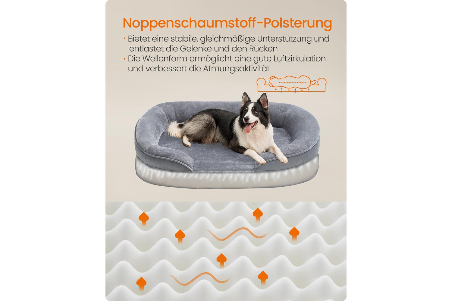 Feandrea Dog Bed | Orthopaedic Dog Bed | Flannel And Velvet | Medium-2