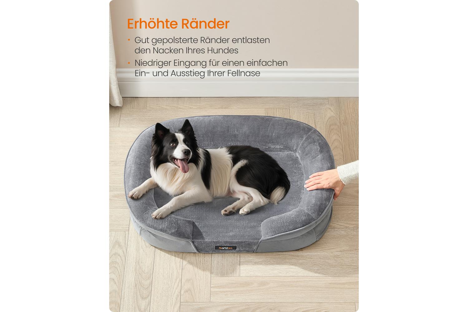 Feandrea Dog Bed | Orthopaedic Dog Bed | Flannel And Velvet | Medium-3