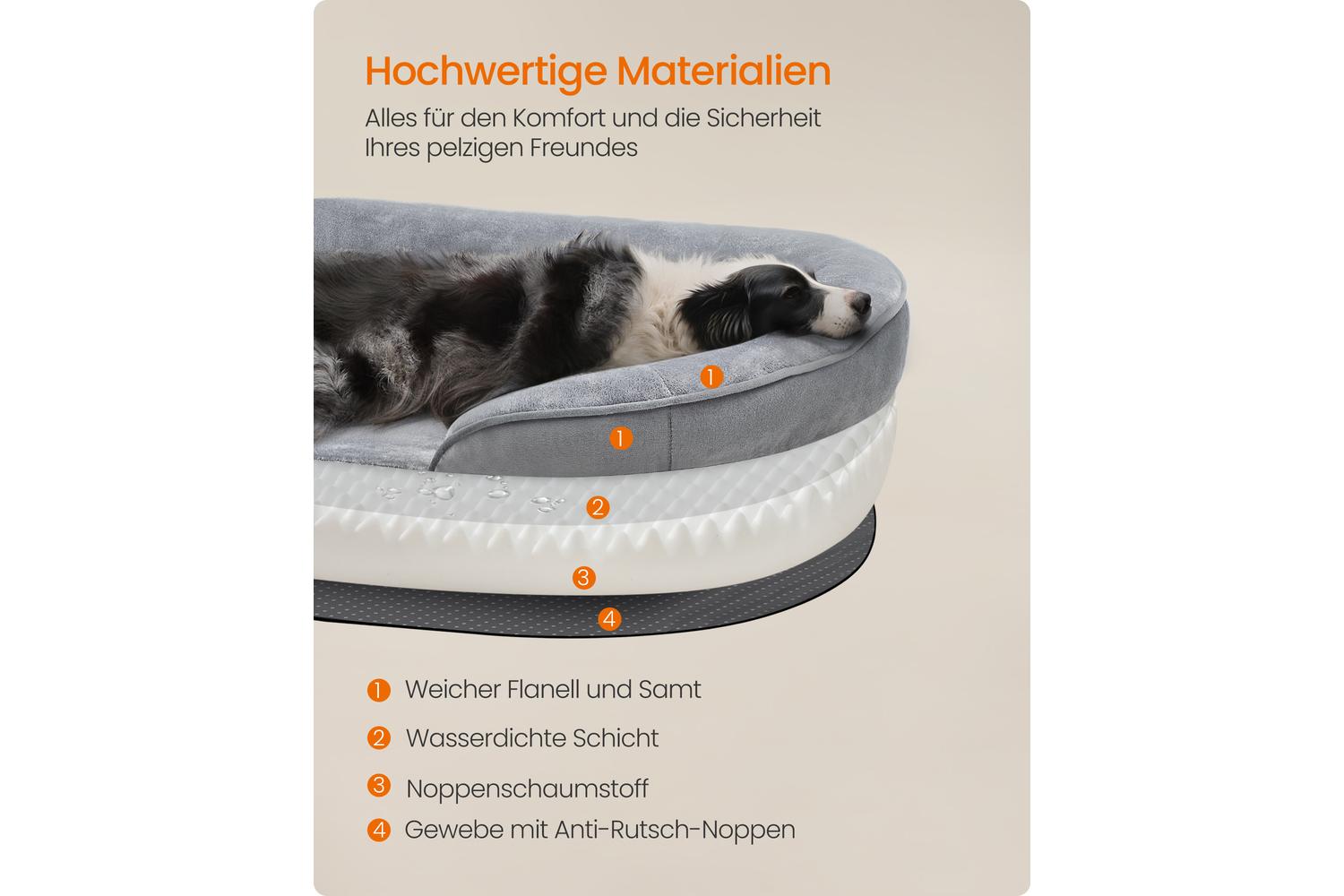 Feandrea Dog Bed | Orthopaedic Dog Bed | Flannel And Velvet | Medium-4