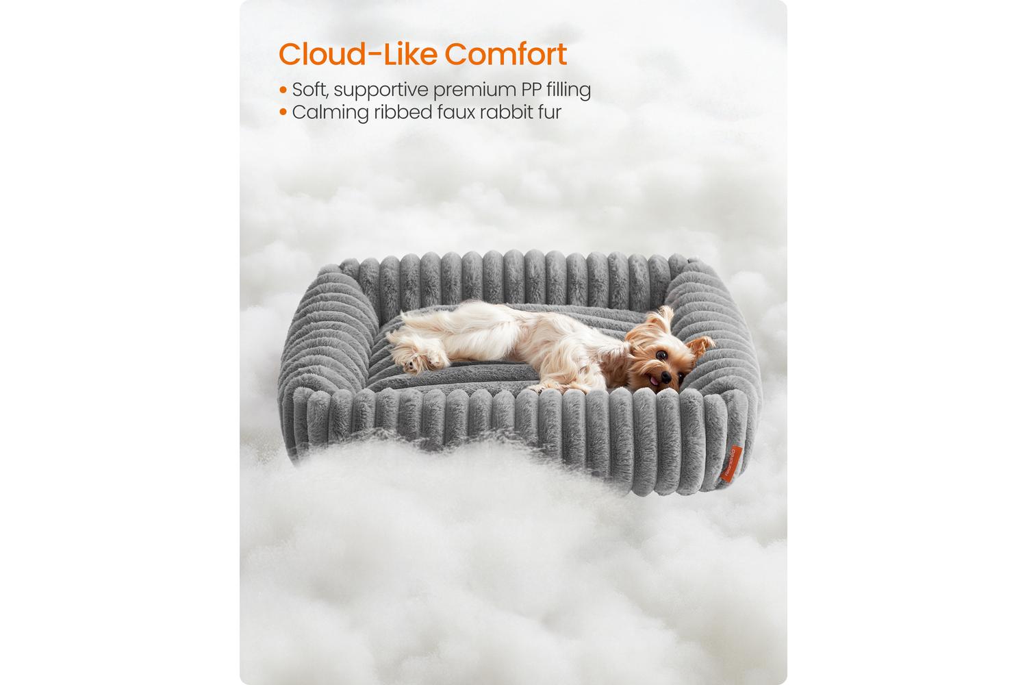 Feandrea Dog Bed | Dog Bed | Ribbed Faux Rabbit Fur | 71 X 55 X 18 Cm-3