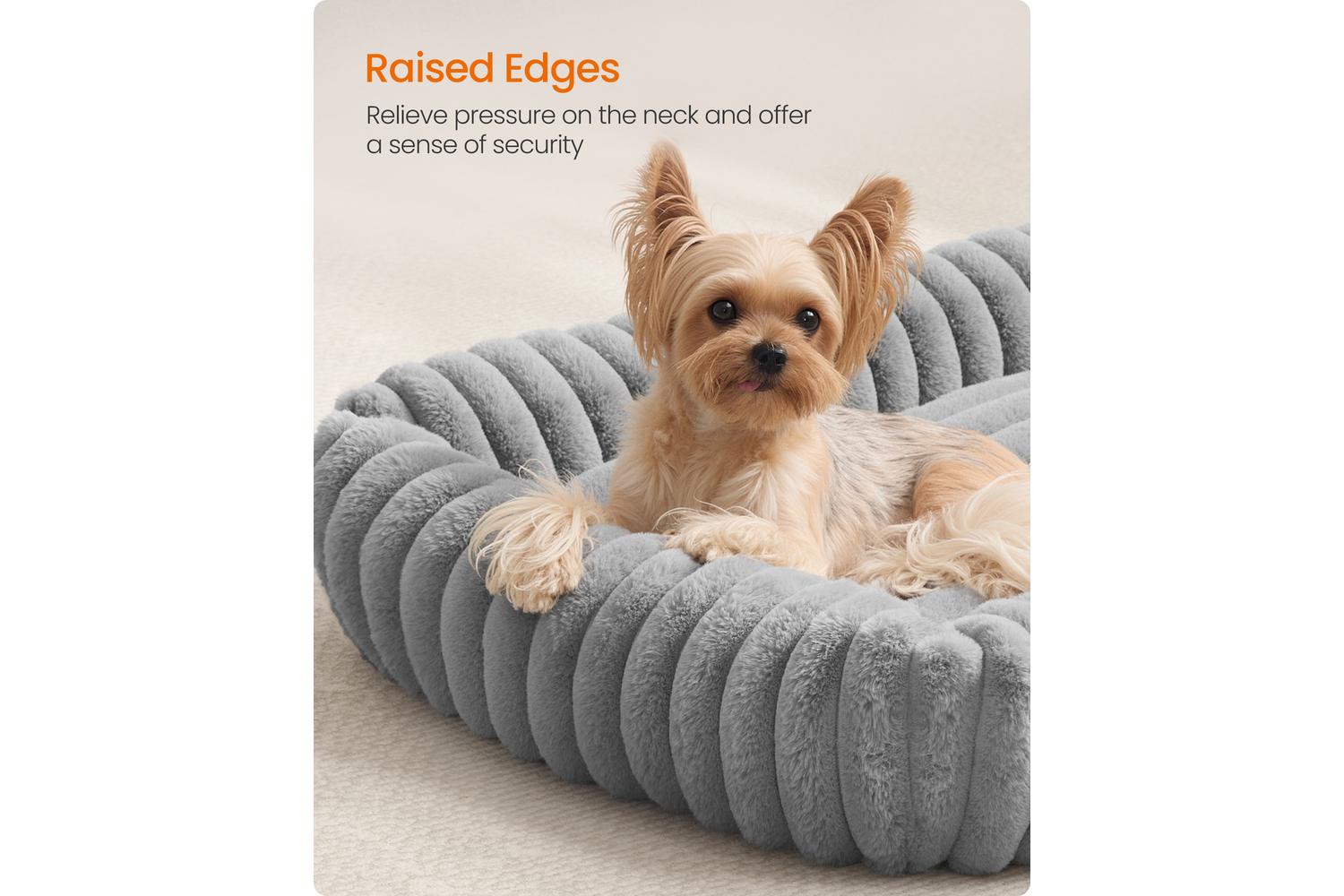 Feandrea Dog Bed | Dog Bed | Ribbed Faux Rabbit Fur | 71 X 55 X 18 Cm-4