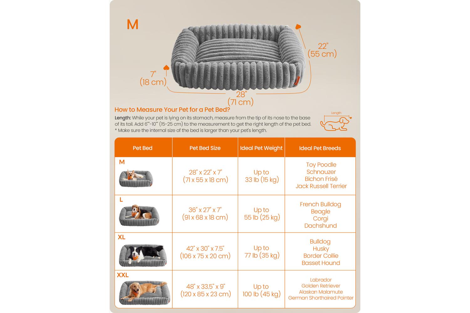 Feandrea Dog Bed | Dog Bed | Ribbed Faux Rabbit Fur | 71 X 55 X 18 Cm-6