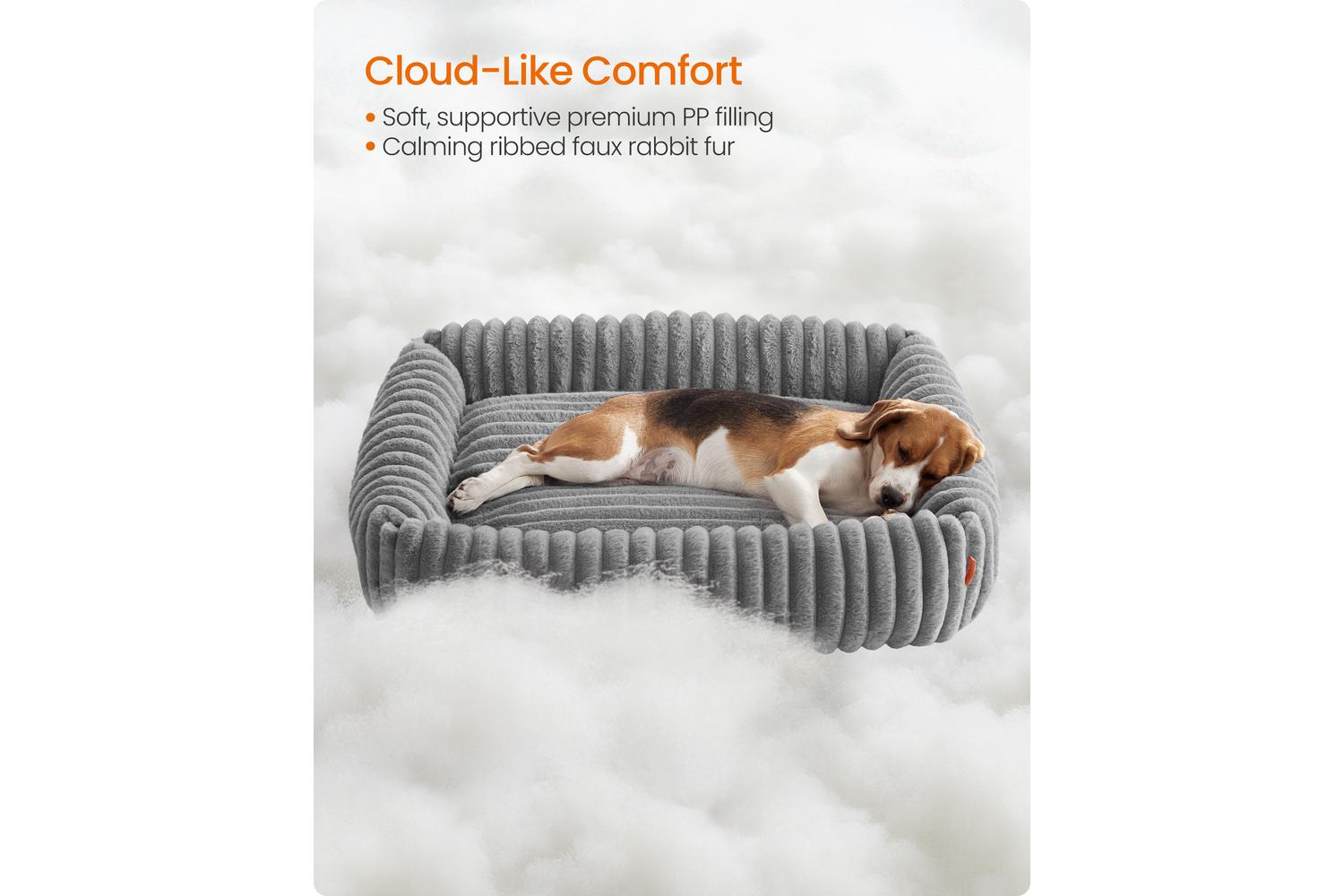 Feandrea Dog Bed | Dog Bed | Ribbed Faux Rabbit Fur | 91 X 68 X 18 Cm-3