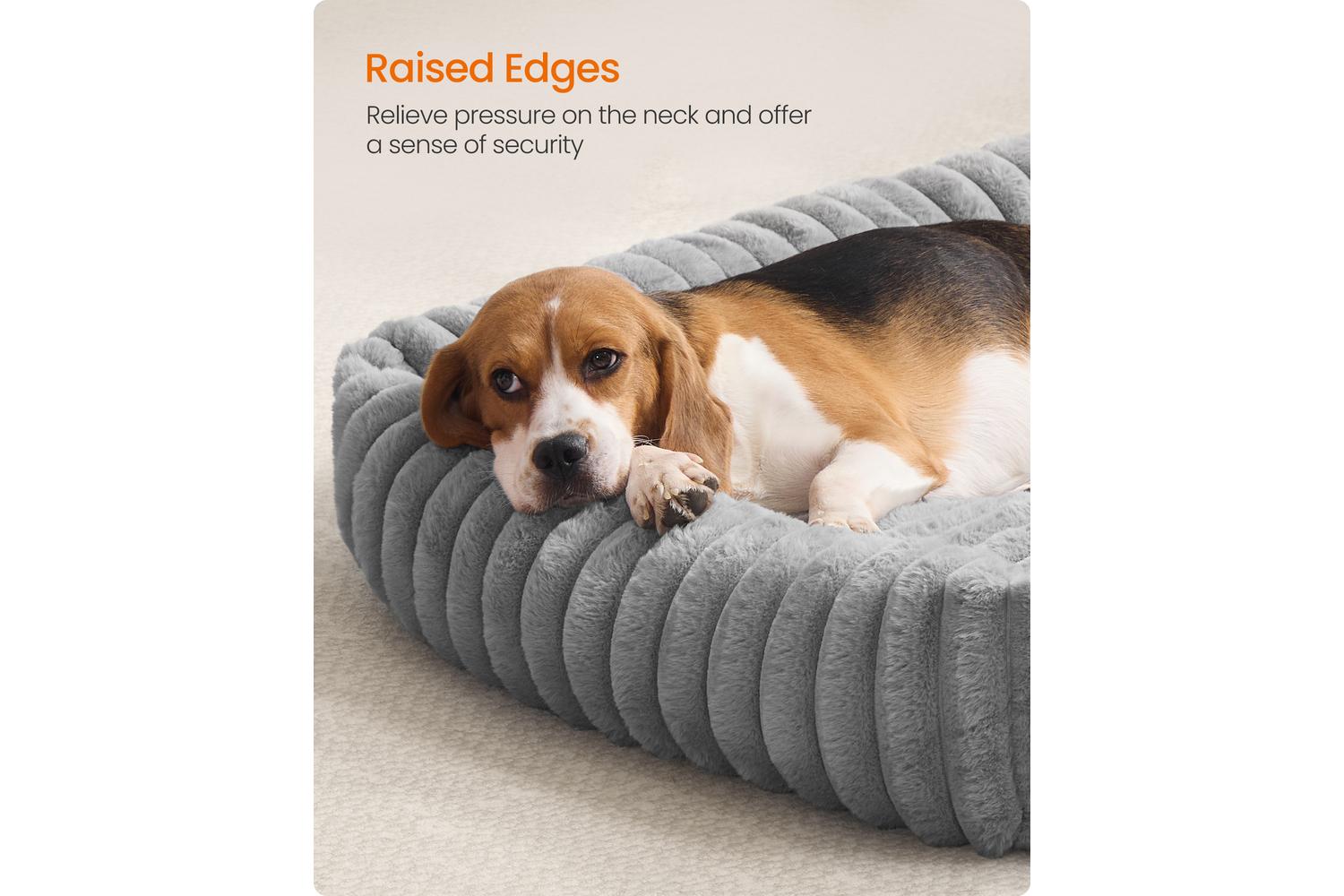 Feandrea Dog Bed | Dog Bed | Ribbed Faux Rabbit Fur | 91 X 68 X 18 Cm-4
