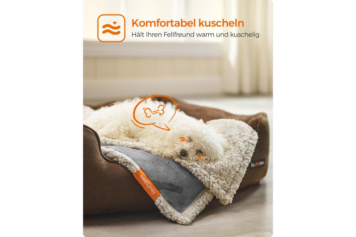 Feandrea Waterproof Blanket For Dogs | Pet Blanket | Sherpa And Flannel | 73 X 63 Cm-3