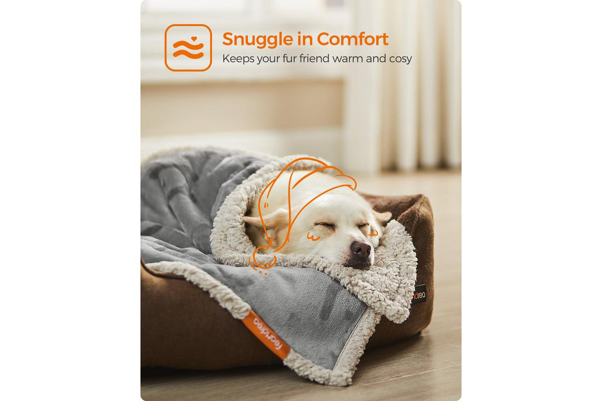 Feandrea Waterproof Blanket For Dogs | Pet Blanket | Sherpa And Flannel | 101 X 73 Cm-4