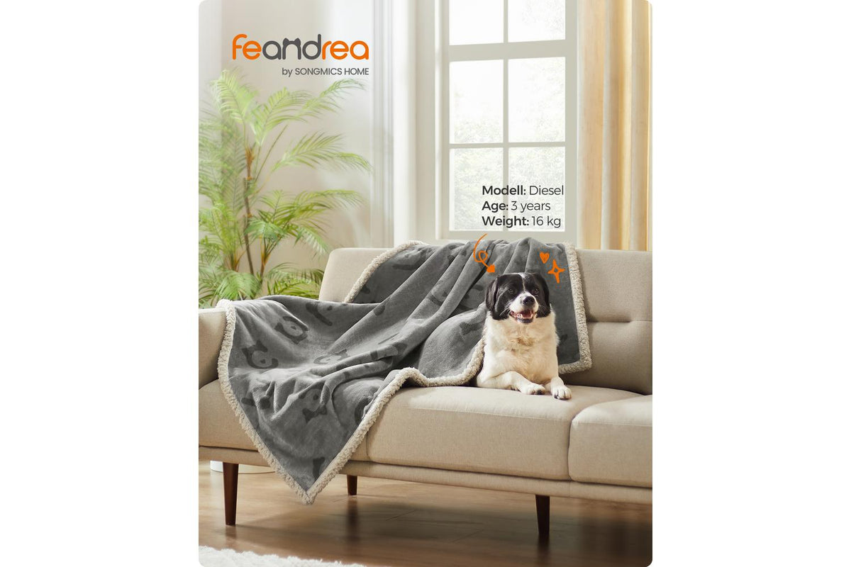 Feandrea Waterproof Blanket For Dogs | Pet Blanket | Sherpa And Flannel | 127 X 101 Cm-2