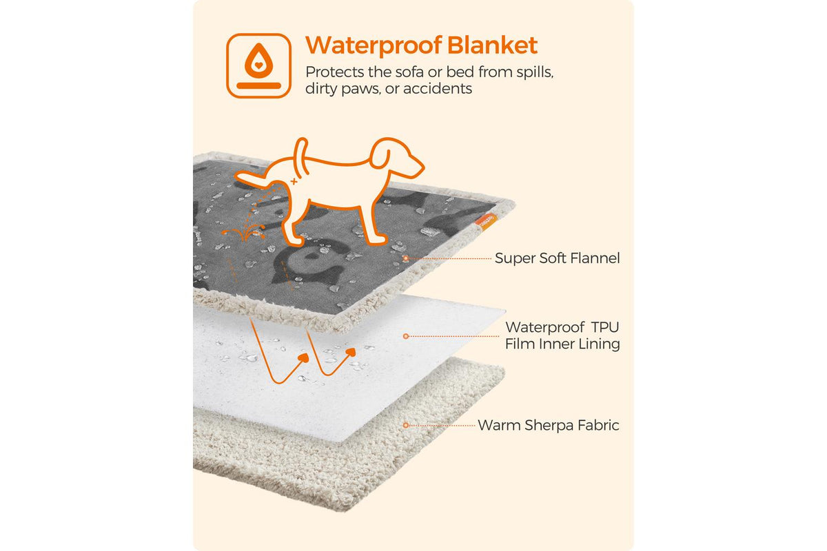 Feandrea Waterproof Blanket For Dogs | Pet Blanket | Sherpa And Flannel | 127 X 101 Cm-3