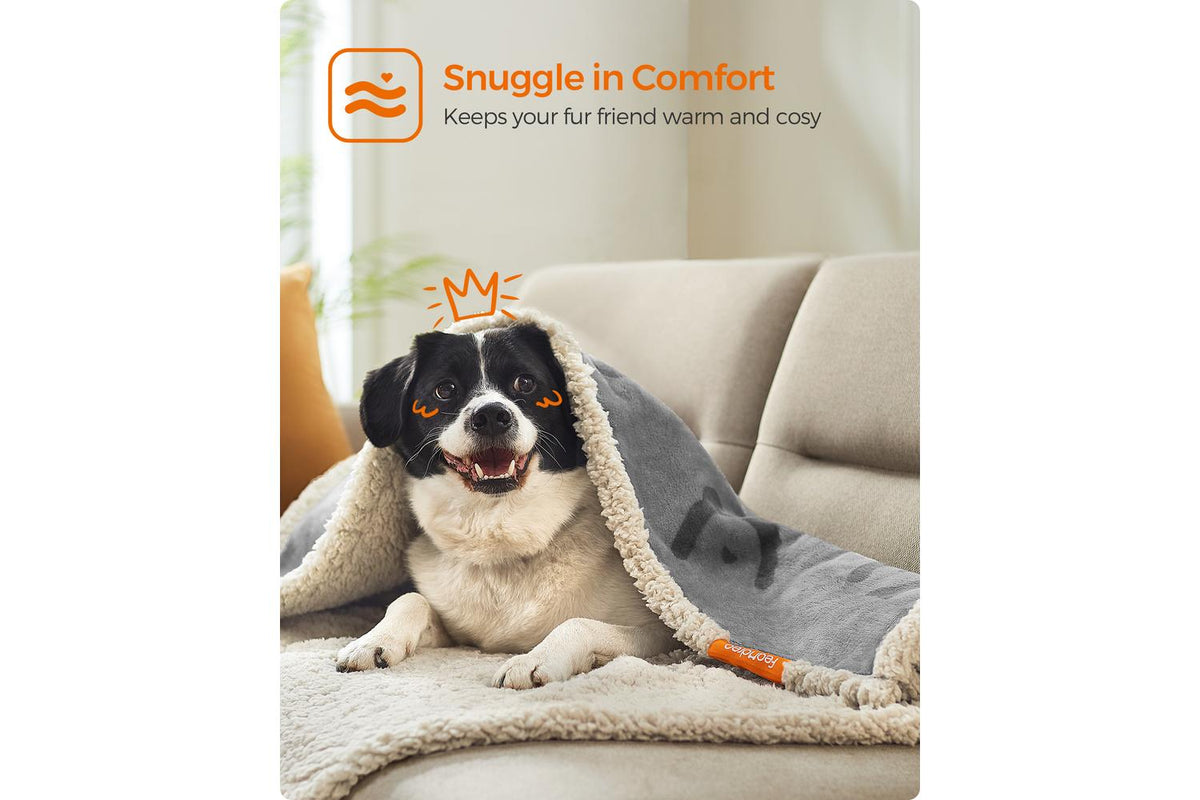 Feandrea Waterproof Blanket For Dogs | Pet Blanket | Sherpa And Flannel | 127 X 101 Cm-4