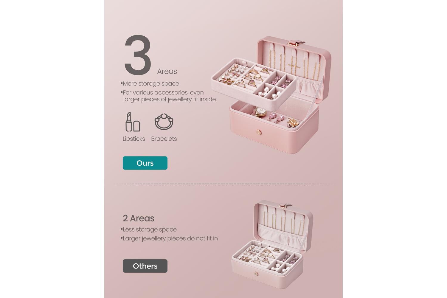 Songmics Jewelry Box | Jewelry Organizer | Velvet Lined | Compact-4