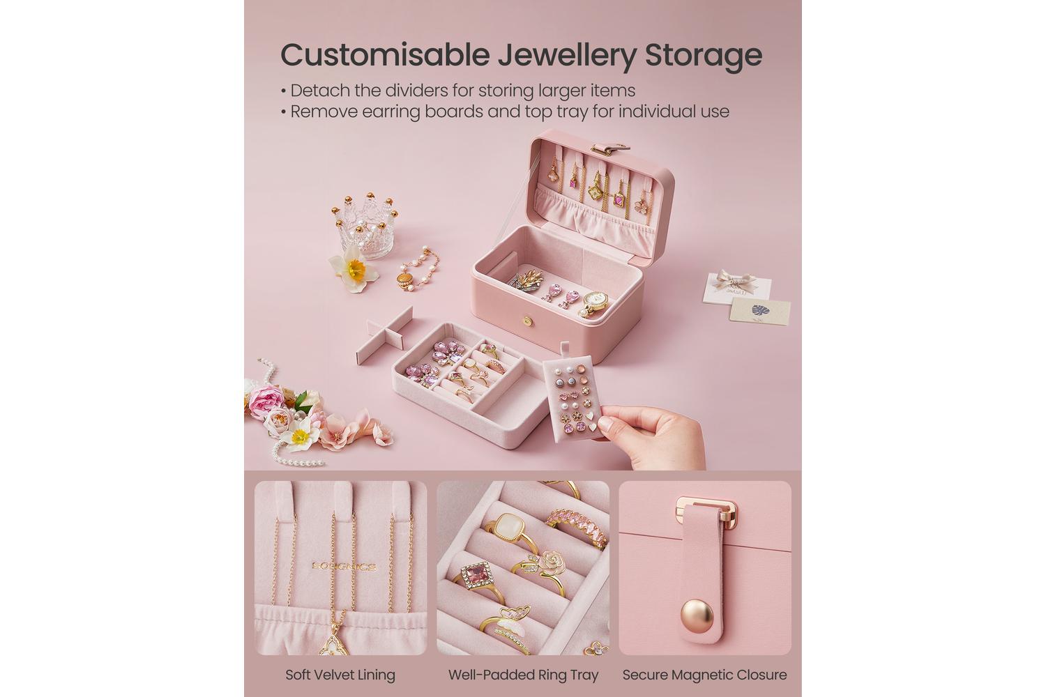 Songmics Jewelry Box | Jewelry Organizer | Velvet Lined | Compact-5