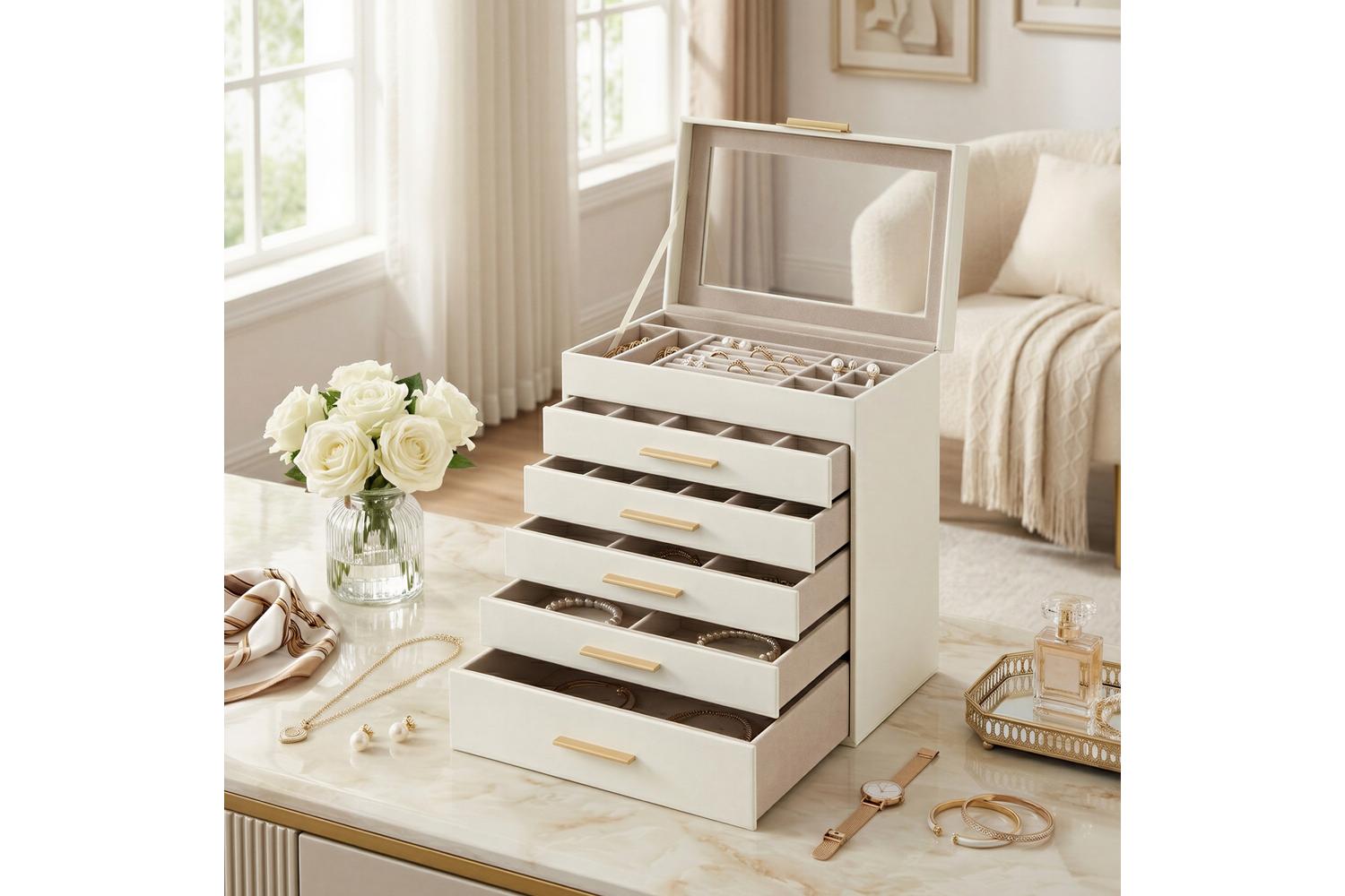 Songmics Jewelry Box | Jewelry Organizer | Pu & Mdf | 16.3 X 25.1 X 29 Cm-5