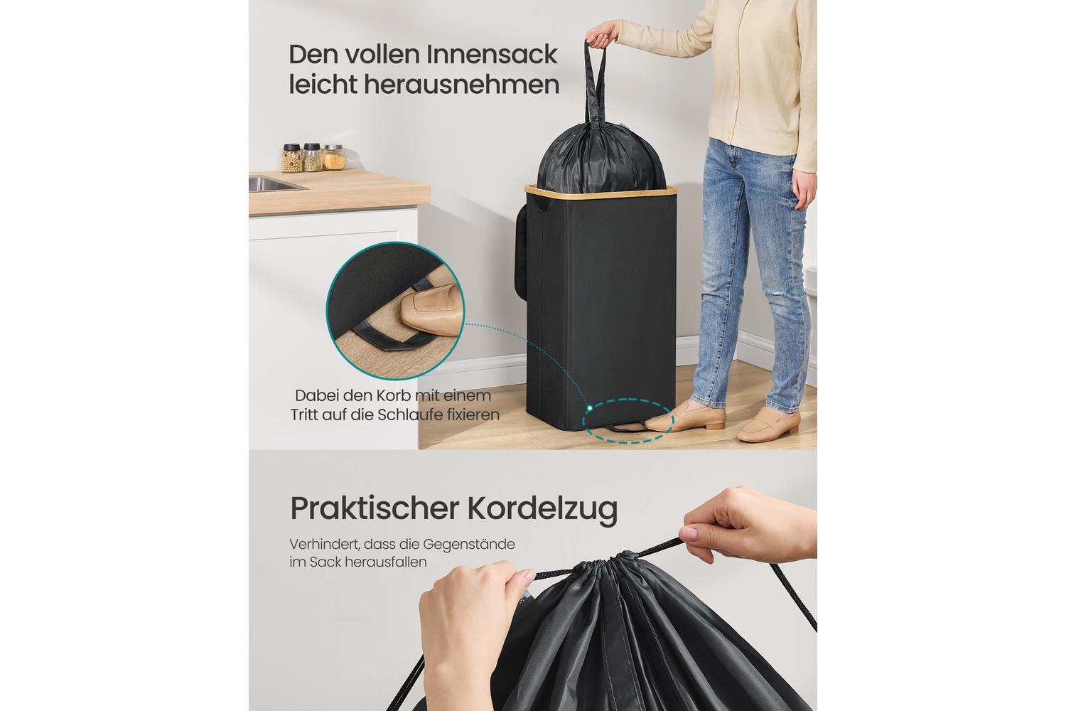 Songmics Recycling Bin | Rubbish Bin | 600d Oxford Fabric | 95 Litre-5