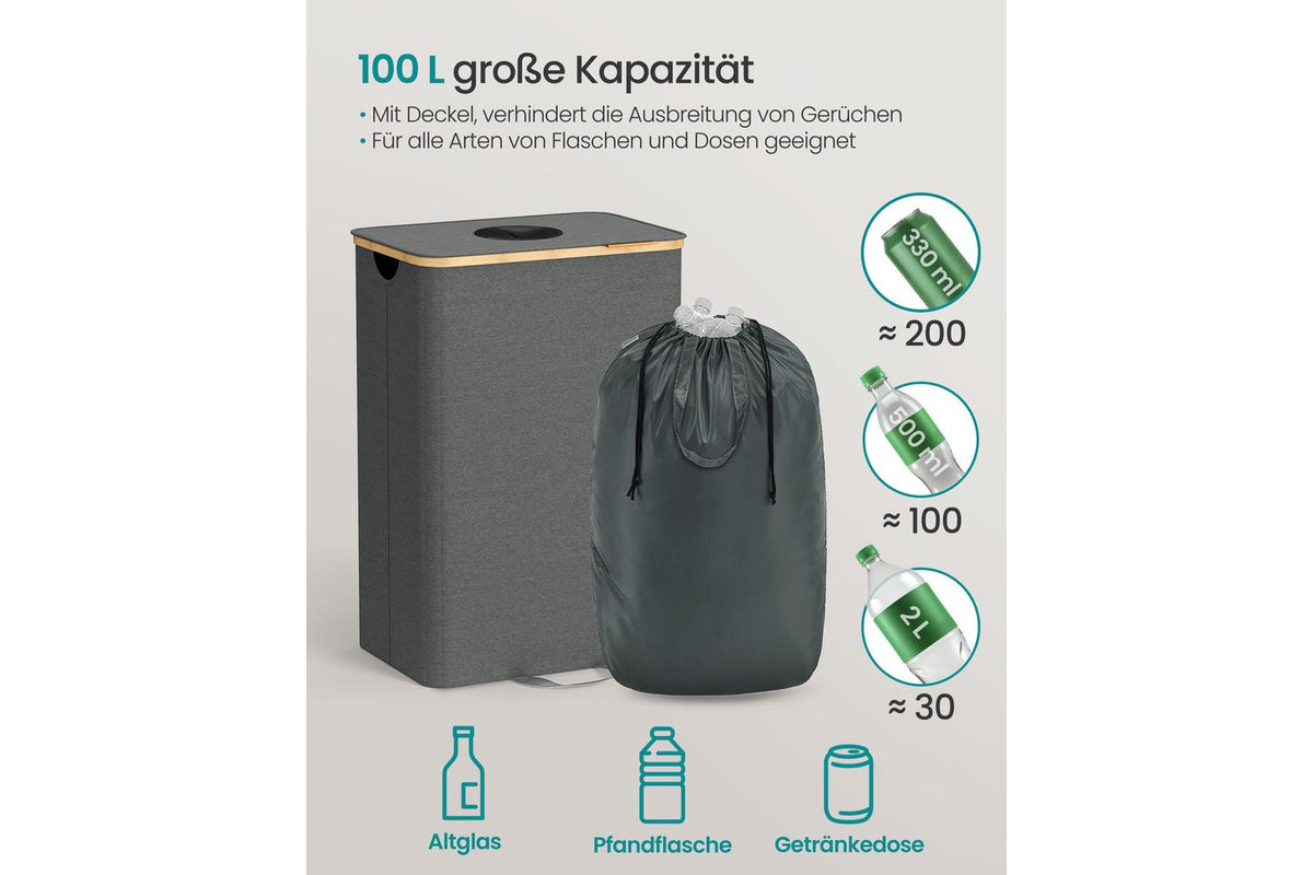 Songmics Recycling Bin | Rubbish Bin | Oxford Fabric | 95 Litre-2