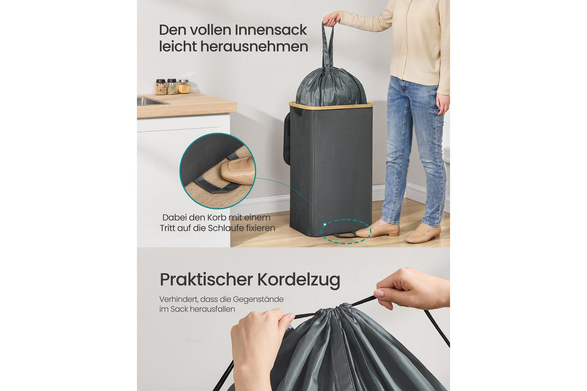 Songmics Recycling Bin | Rubbish Bin | Oxford Fabric | 95 Litre-3