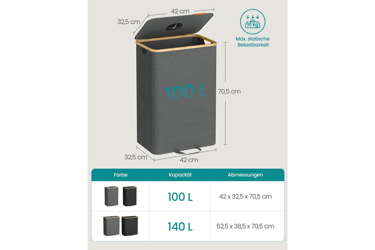 Songmics Recycling Bin | Rubbish Bin | Oxford Fabric | 95 Litre-6
