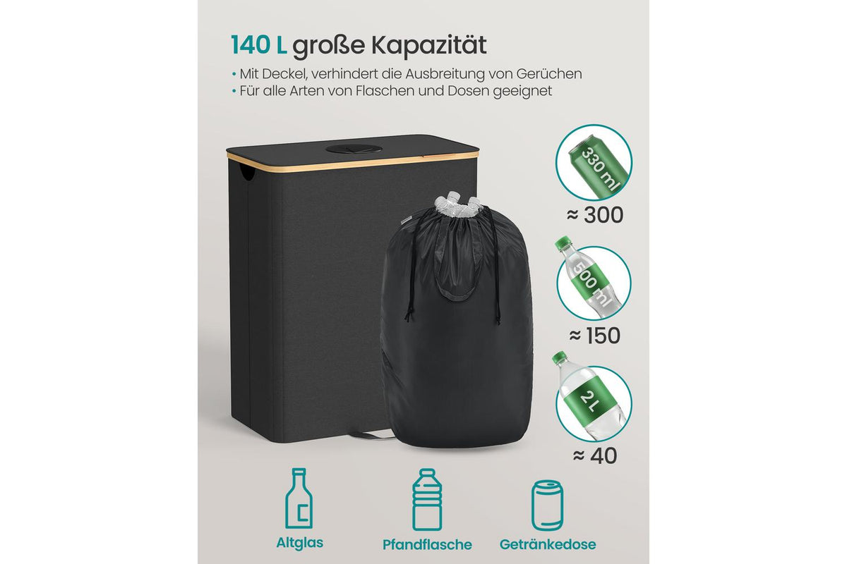 Songmics Recycling Bin | Rubbish Bin | 600d Oxford Fabric | 135 Litre-2