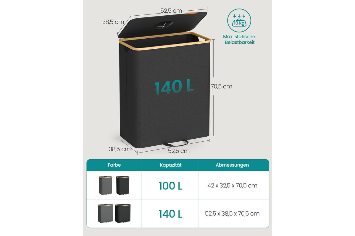 Songmics Recycling Bin | Rubbish Bin | 600d Oxford Fabric | 135 Litre-6