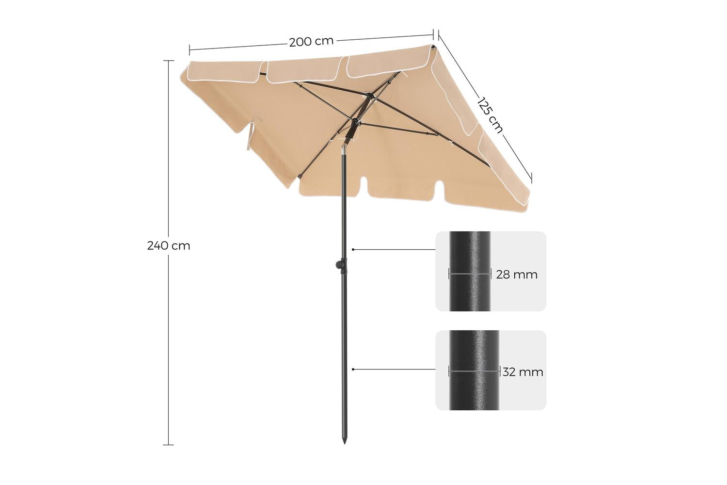 Songmics Beach Umbrella | Beach Parasol | Steel Pole | Large-7
