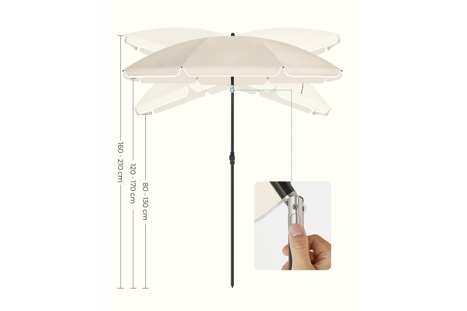 Songmics Beach Umbrella | Beach Parasol | Pa-coated Canopy | Upf 50+-6