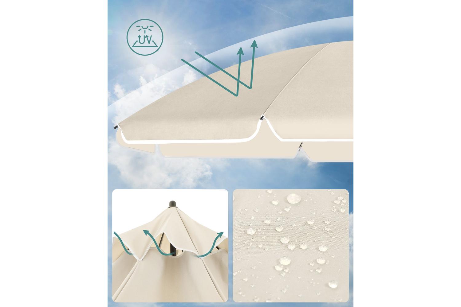 Songmics Beach Umbrella | Beach Parasol | Pa-coated Canopy | Upf 50+-7