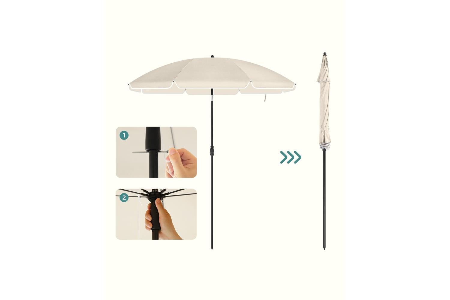 Songmics Beach Umbrella | Beach Parasol | Pa-coated Canopy | Upf 50+-2