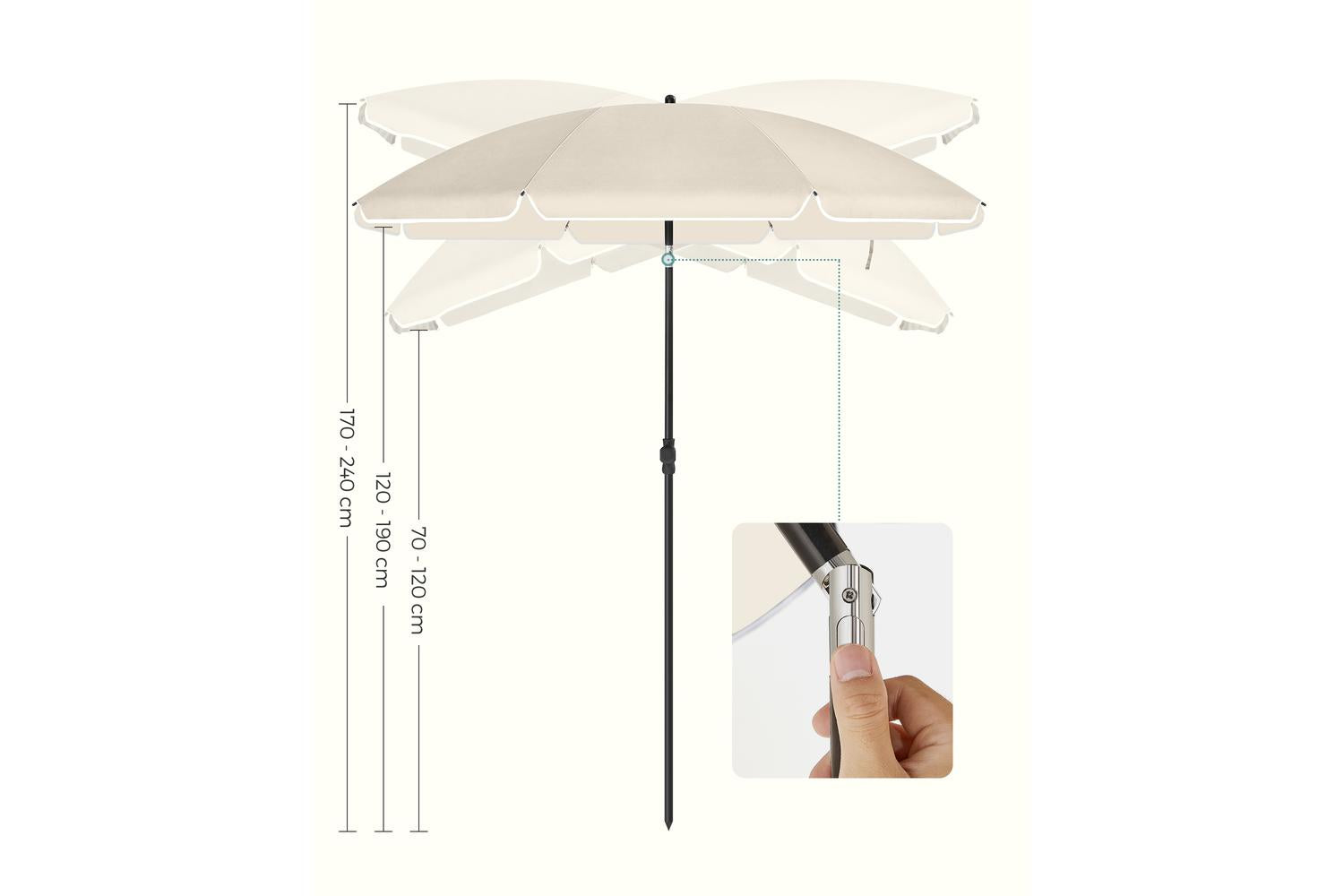 Songmics Beach Umbrella | Beach Parasol | Pa-coated Canopy | Upf 50+-6
