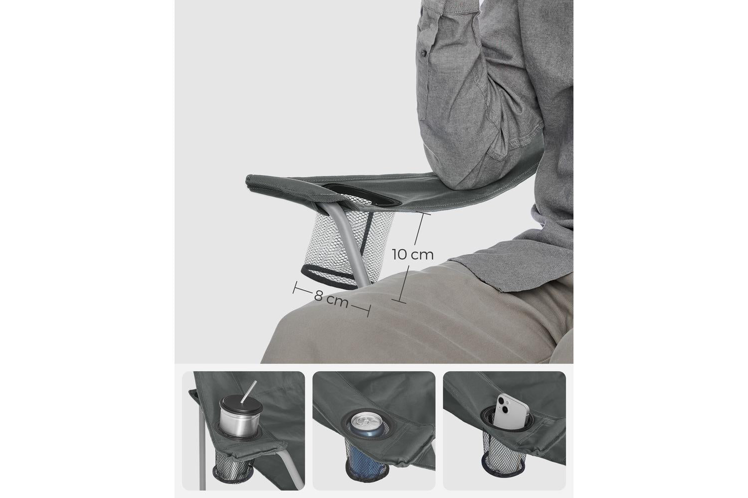 Songmics Camping Chair | Camping Chair | Steel & Oxford Fabric | Slate Grey-6