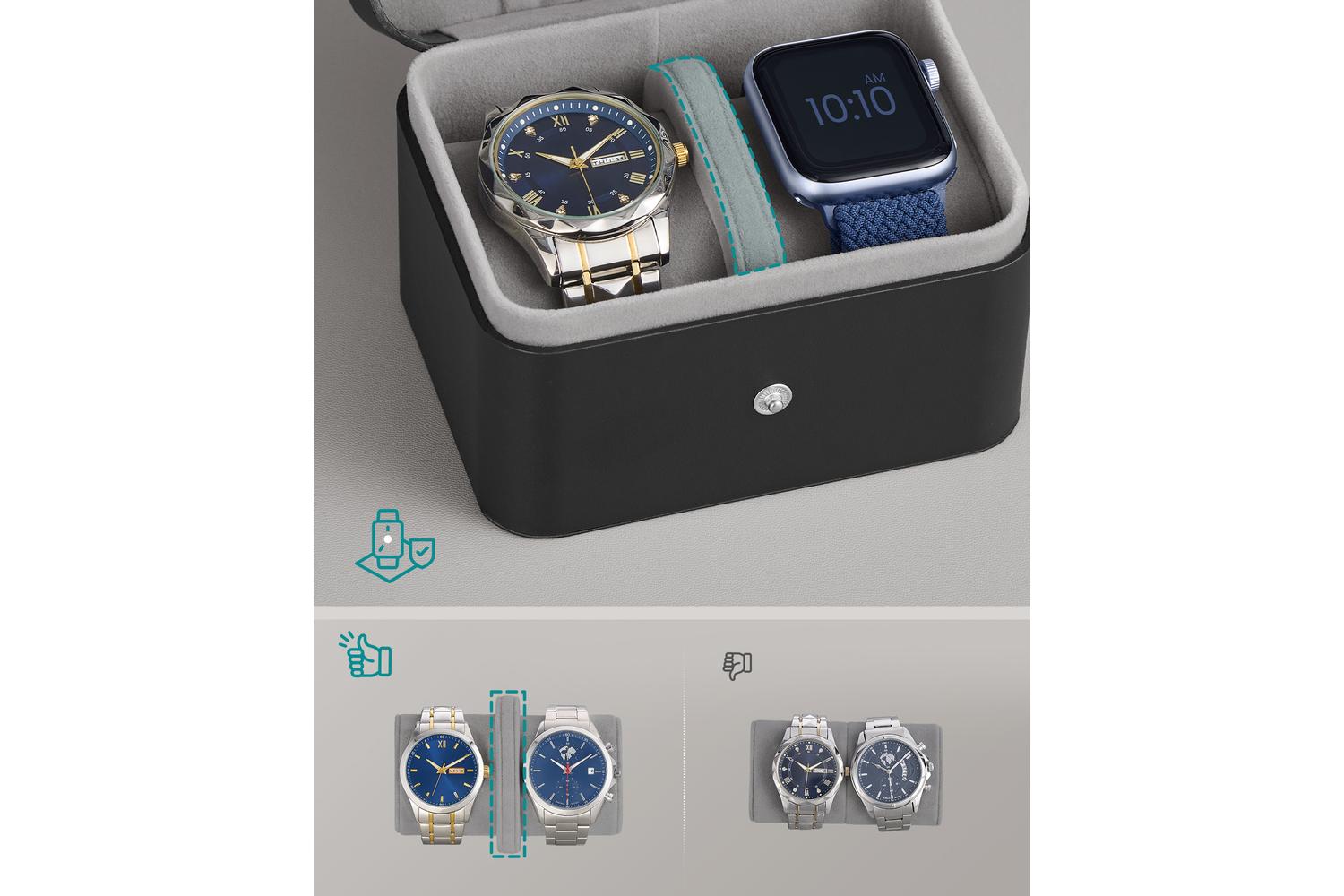 Songmics Watch Box | Watch And Jewelry Organiser | Leather-look | 2 Slot-3