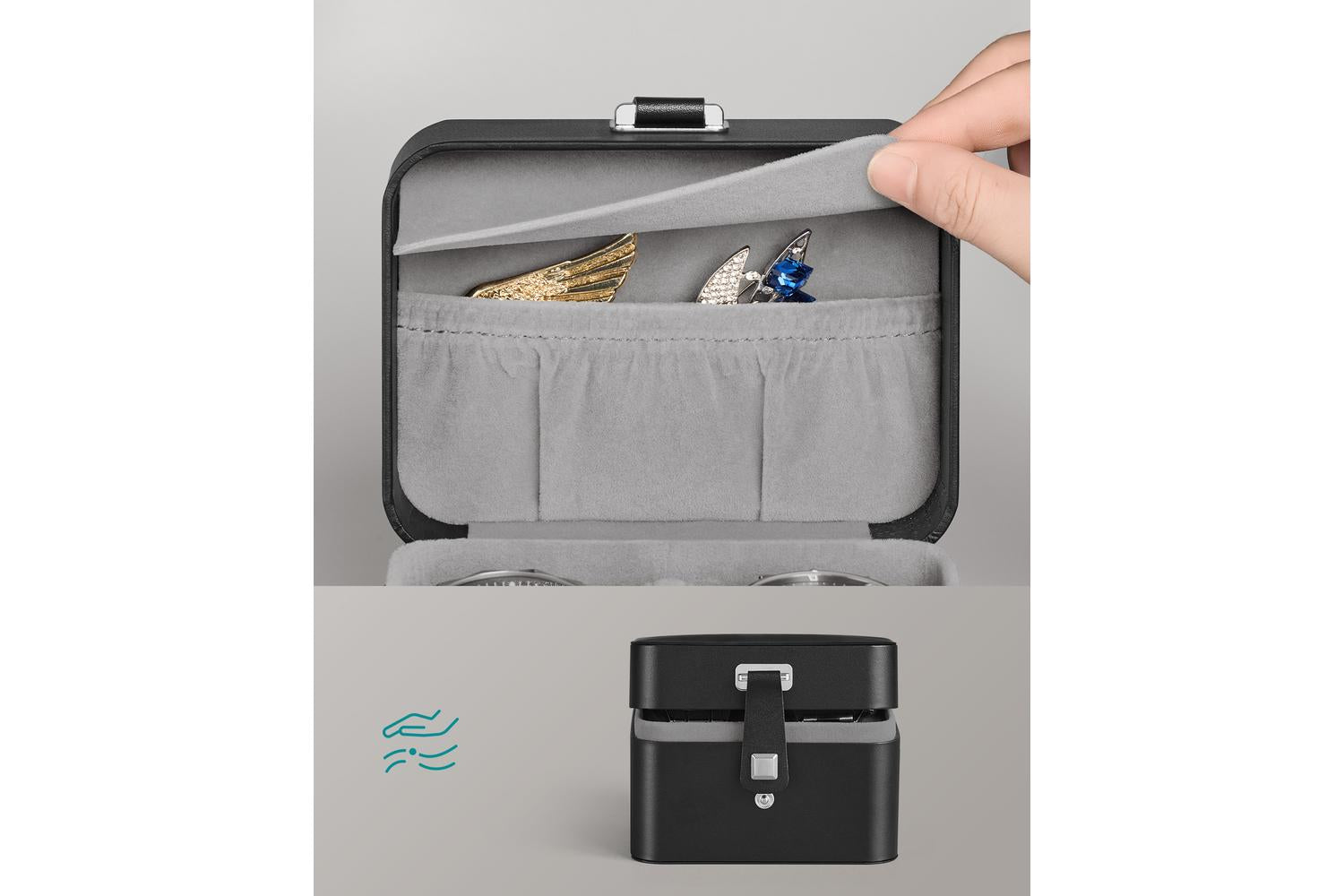 Songmics Watch Box | Watch And Jewelry Organiser | Leather-look | 2 Slot-4