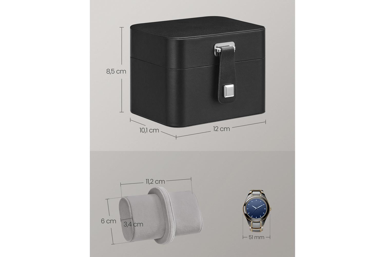 Songmics Watch Box | Watch And Jewelry Organiser | Leather-look | 2 Slot-5