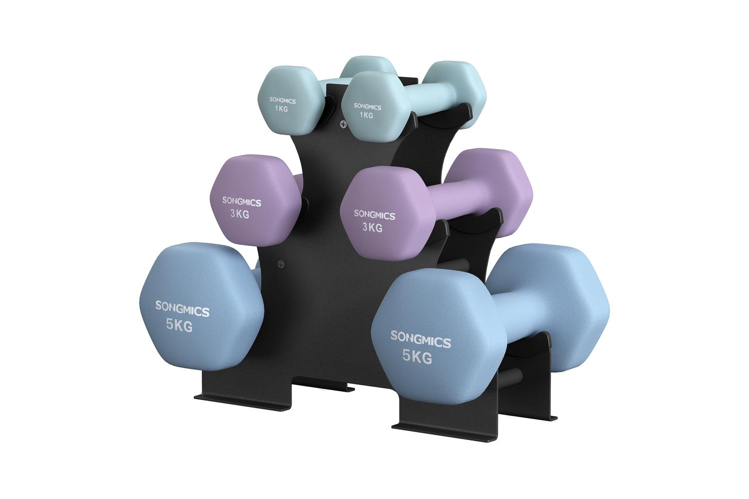 Songmics Dumbbell Set | Free Weights | Cast Iron With Neoprene Coating | 1 Kg, 3 Kg, 5 Kg