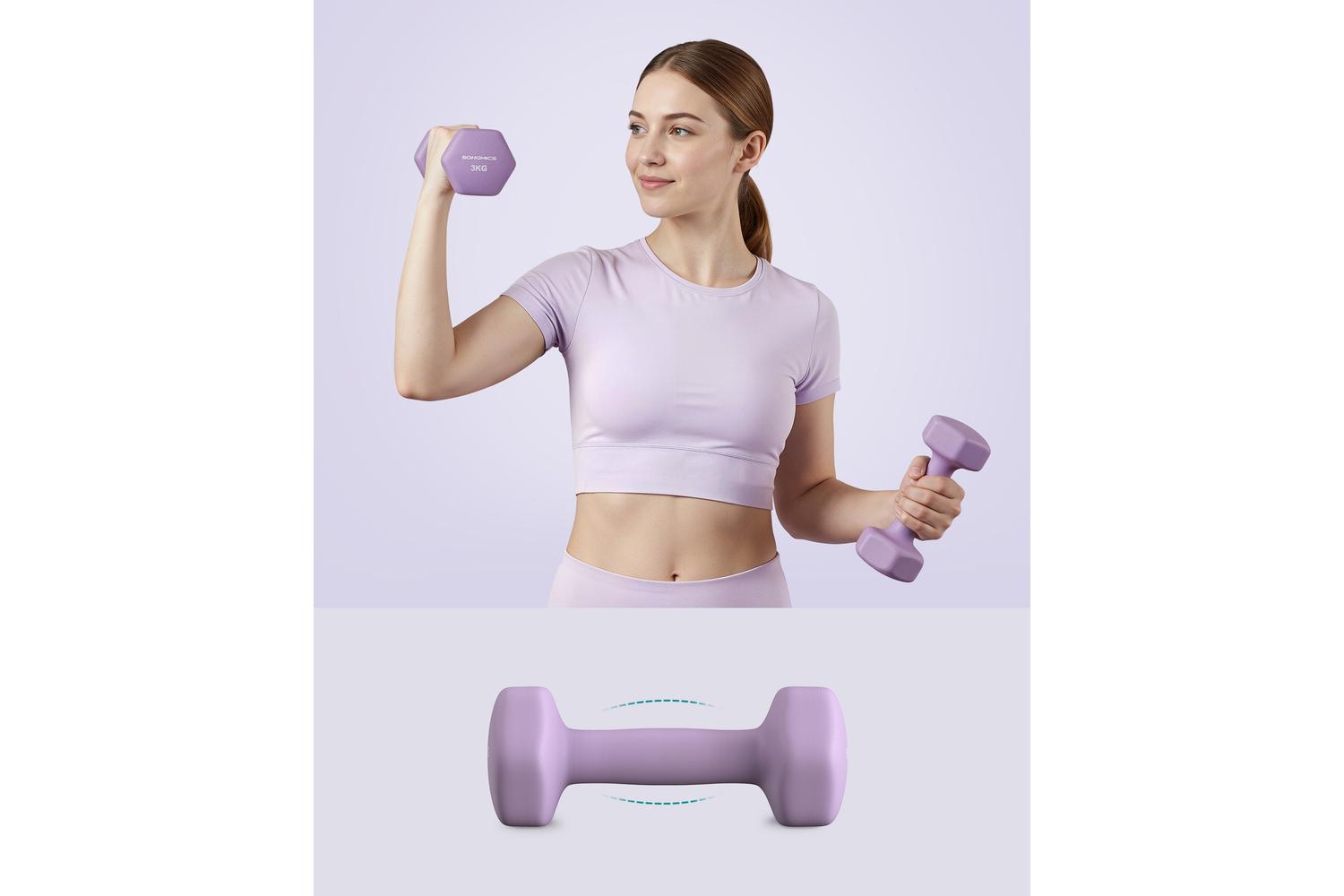 Songmics Dumbbell Set | Free Weights | Cast Iron With Neoprene Coating | 1 Kg, 3 Kg, 5 Kg-3