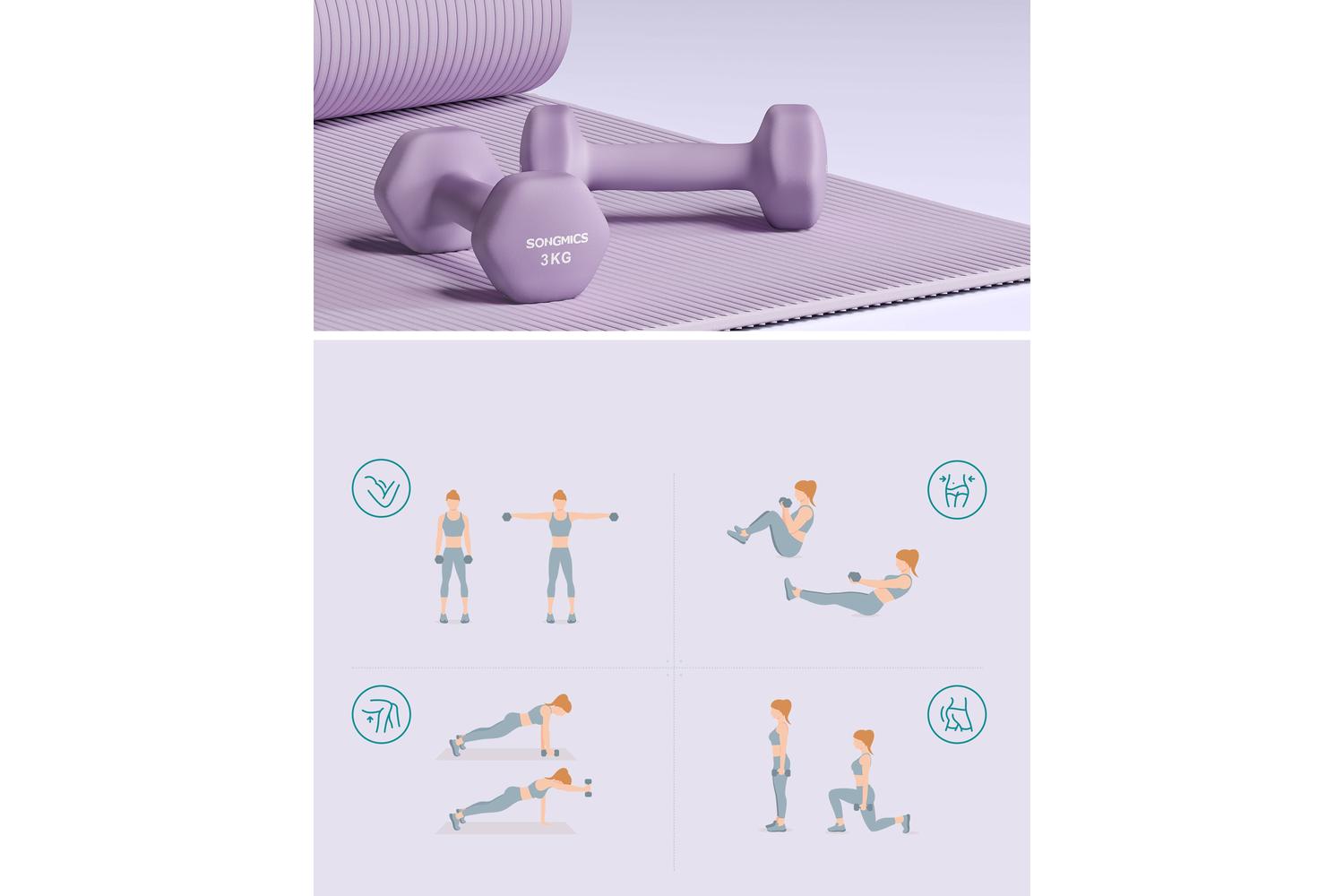 Songmics Dumbbell Set | Free Weights | Cast Iron With Neoprene Coating | 1 Kg, 3 Kg, 5 Kg-4