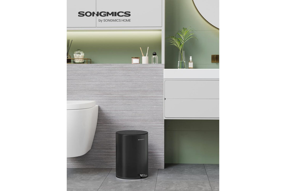Songmics Trash Can | Rubbish Bin | Steel | 6 Litre-2