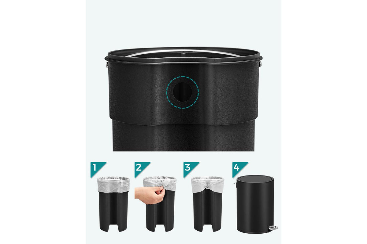 Songmics Trash Can | Rubbish Bin | Steel | 6 Litre-6