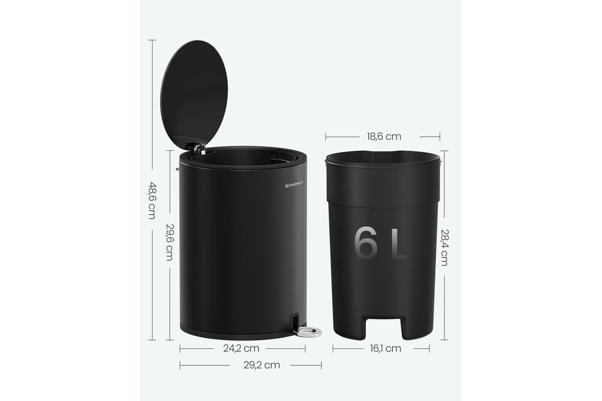 Songmics Trash Can | Rubbish Bin | Steel | 6 Litre-7