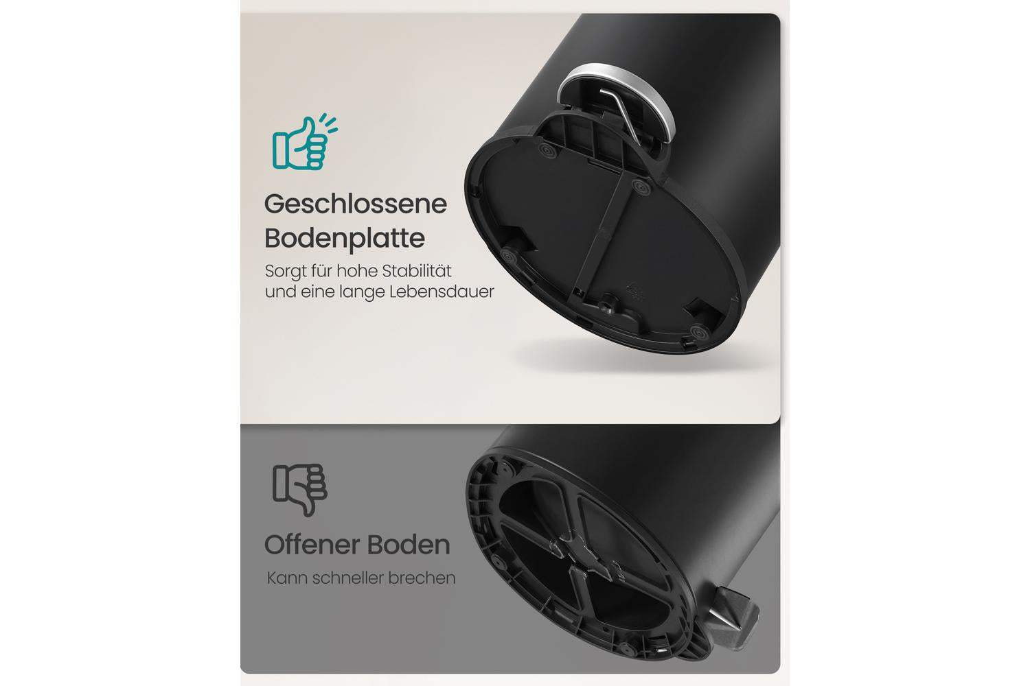 Songmics Trash Can | Rubbish Bin | Steel | 3 Litre-5