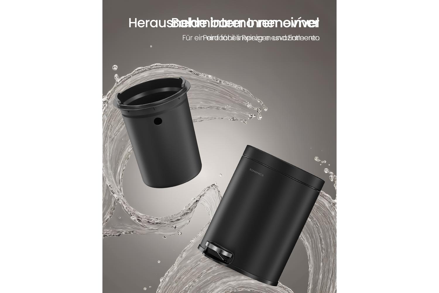 Songmics Trash Can | Rubbish Bin | Steel | 3 Litre-7