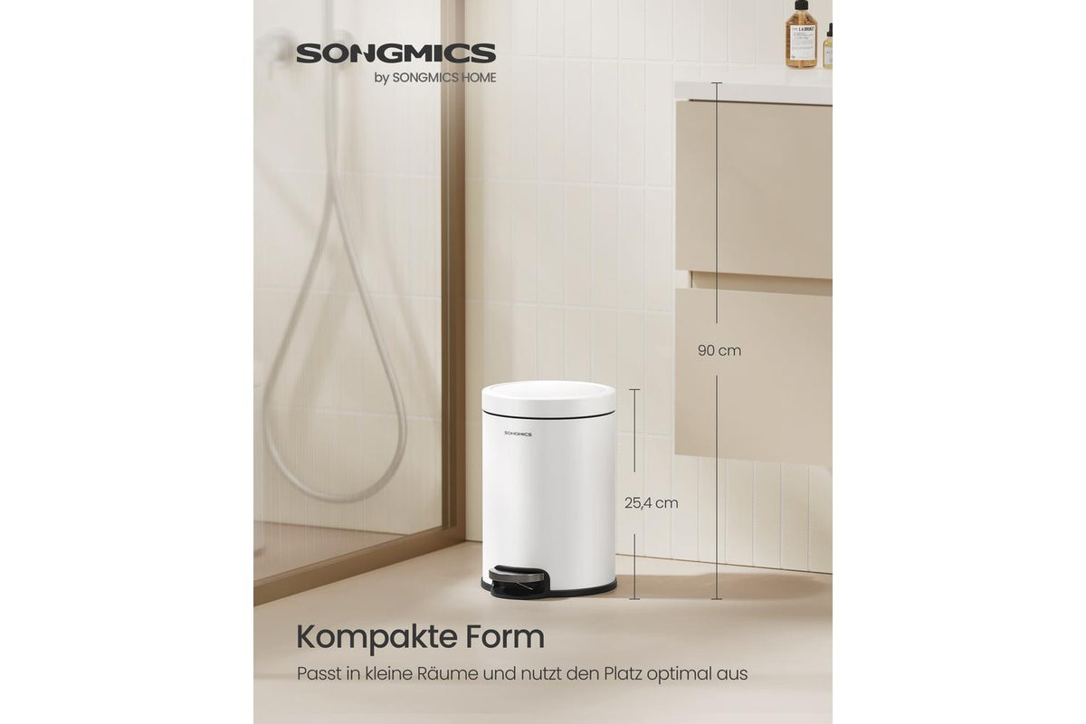 Songmics Trash Can | Rubbish Bin | Steel | 3 Litre