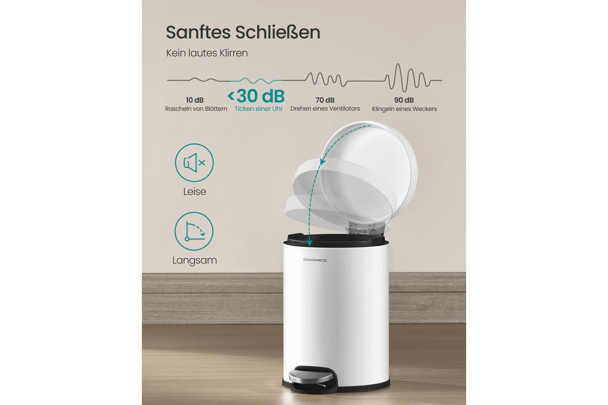 Songmics Trash Can | Rubbish Bin | Steel | 3 Litre-3