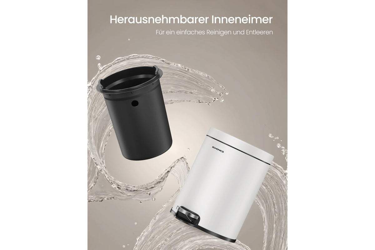 Songmics Trash Can | Rubbish Bin | Steel | 3 Litre-7