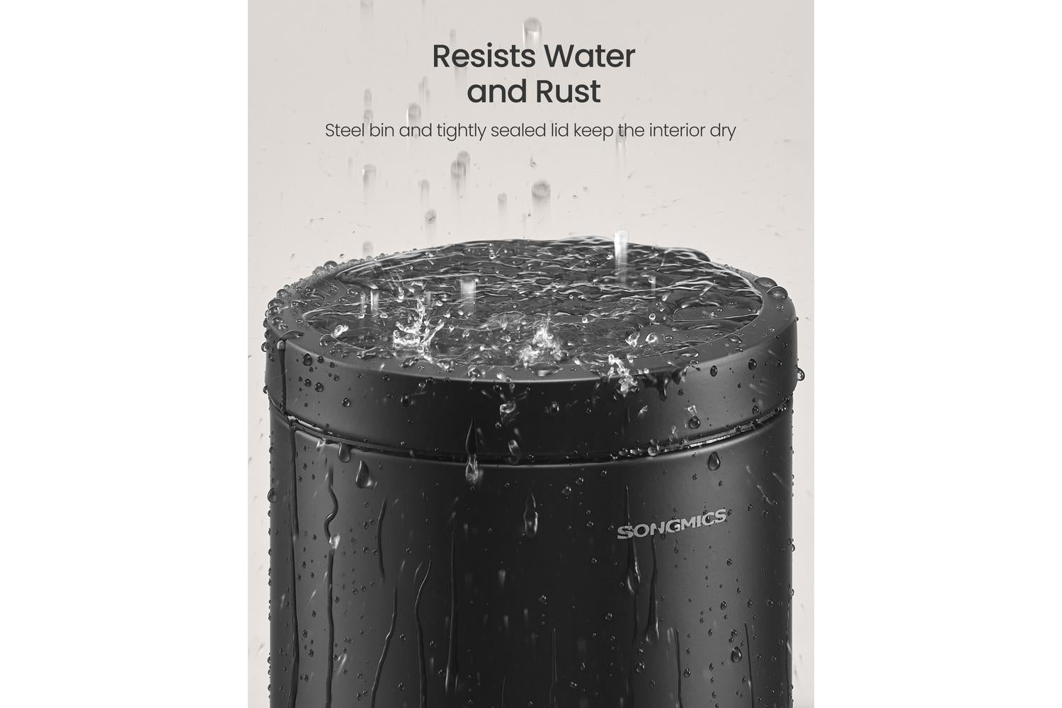 Songmics Trash Can | Rubbish Bin | Steel | 6 Litre-3